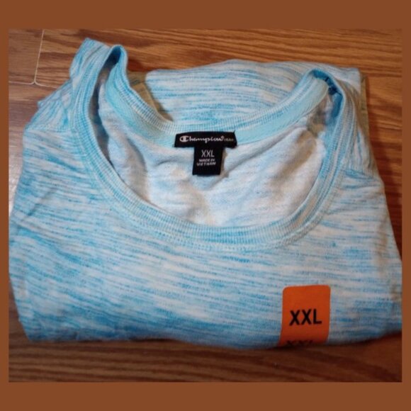 NWT Champion Women’s XXL Long Sleeve Pullover Tee Marbled Blue Workout Top - Picture 5 of 11